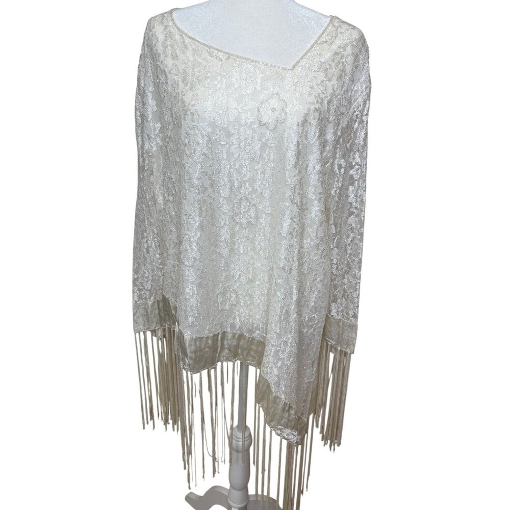 NEW Vintage-Inspired Lace Asymmetrical Top 2X Fringe Hem Angelcore Cottage Core